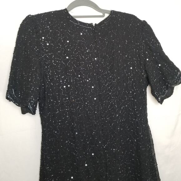 Life & Style New York Formal Silk Beaded Sequin Tiered Formal Party Dress Sz L - Picture 4 of 9